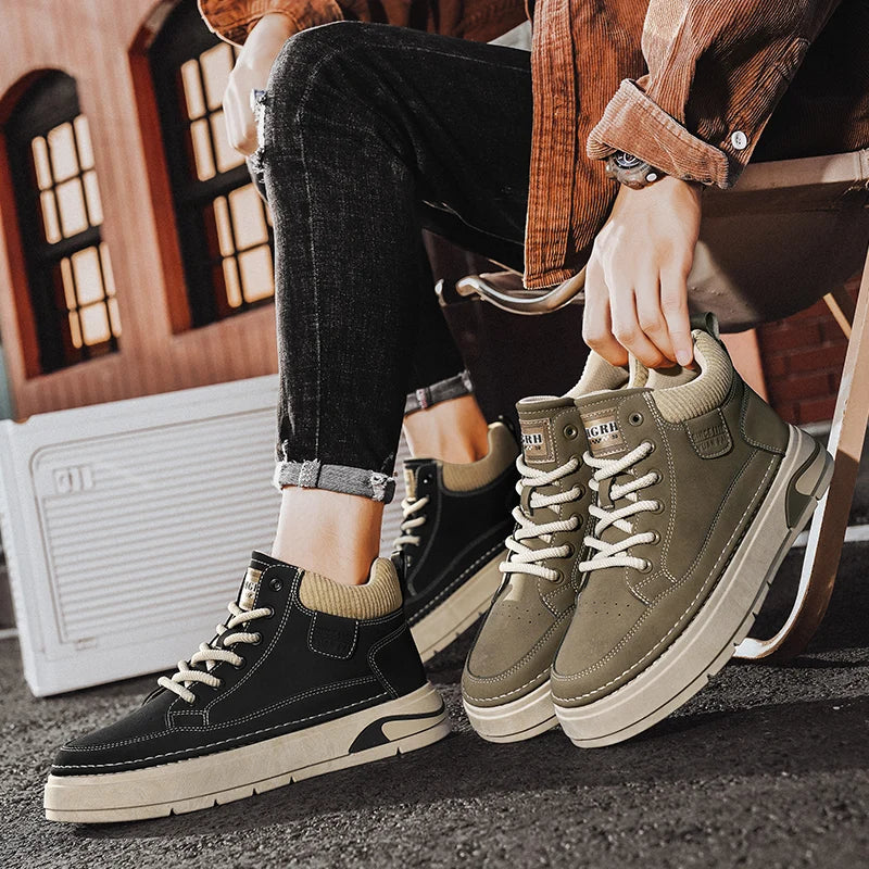 Tênis Casual de Inverno Masculino com Sola Grossa